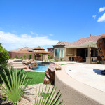 Beautiful desert landscape mixed with artificial turf